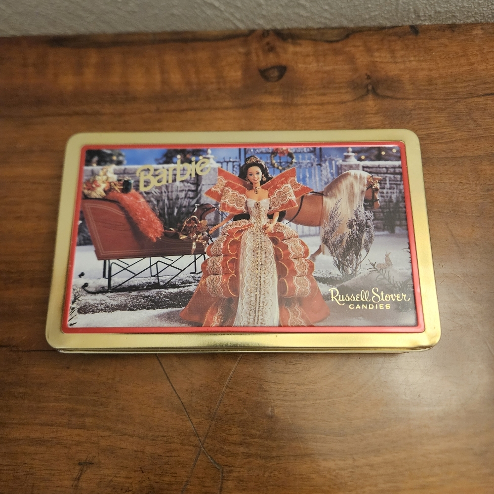 VTG 1997 Barbie Doll‎ Russell Stover Candies Holiday Collectible Hinged Tin